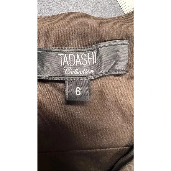 Tadashi Collection Womens Brown Taffeta Pleated Criss-Cross A-Line Dress Size 6 - Picture 6 of 13